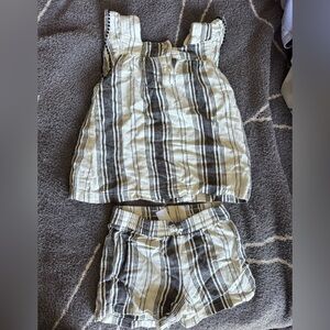 Carter's Black and Cream Striped Linen Toddler Outfit